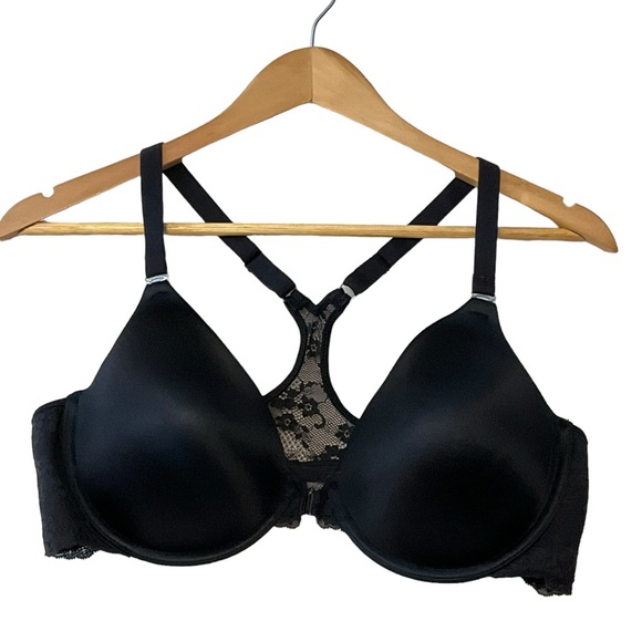 MAIDENFORM sz 40C Bra Racerback Front Closure Lace Light Padded Underwire Black - Picture 4 of 7